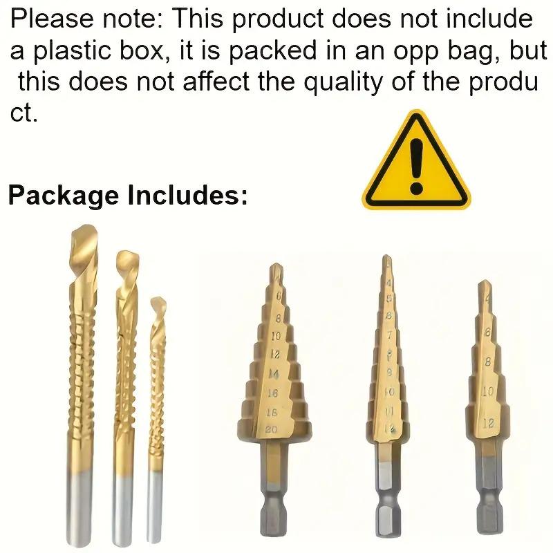 Heavy-Duty Multi-Function Step Drill Bit Suitable for Metal, Wood & Plastic - Titanium Chromium Cast Iron Drill Bits with One-Step Hole Expansion