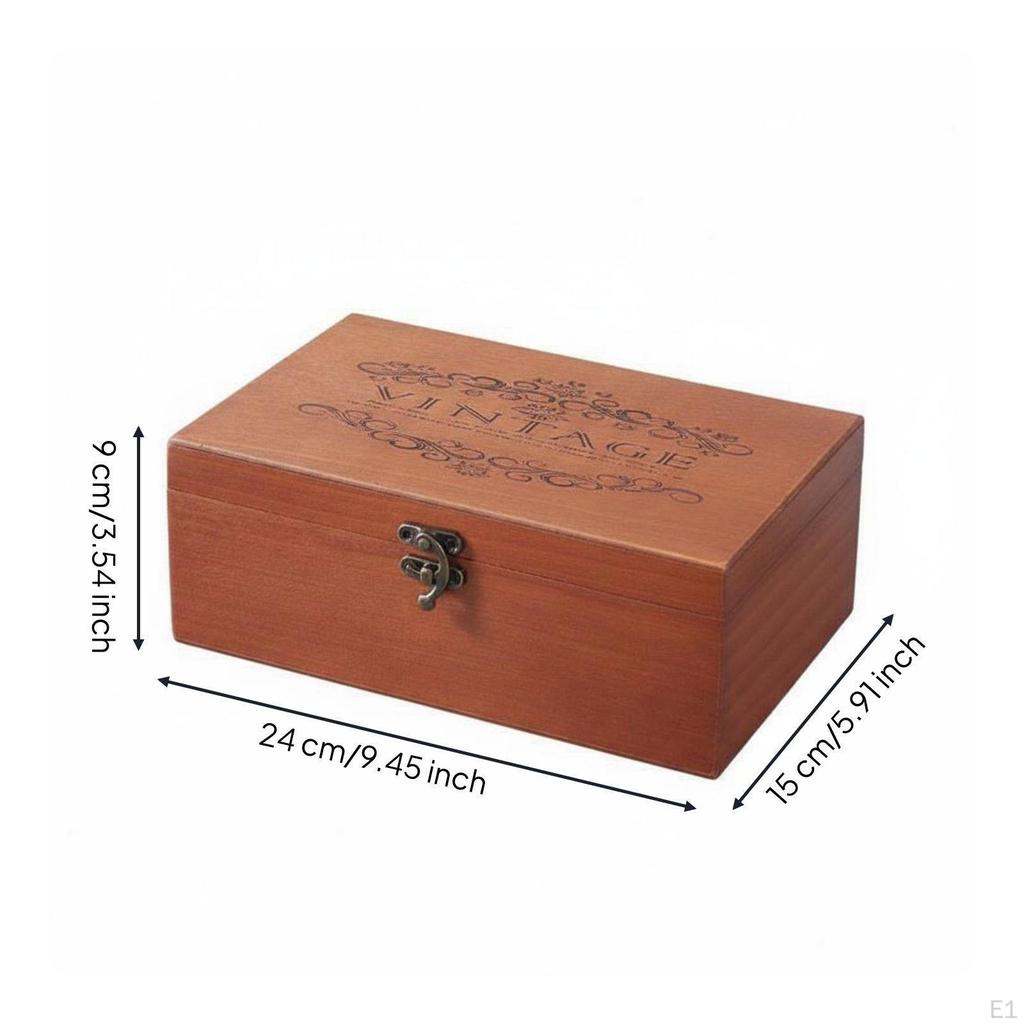 Vintage Wooden Box Latch Closure Treasure Chest Multipurpose Wood with Clasp for