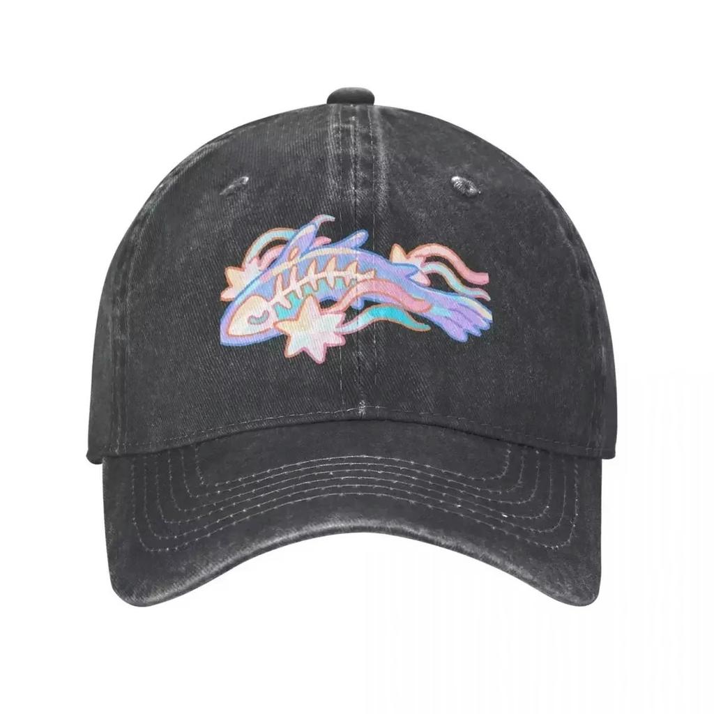Mythic Fish Graphic Washed Denim Baseball Cap Adjustable Summer Outdoor Travel Hat