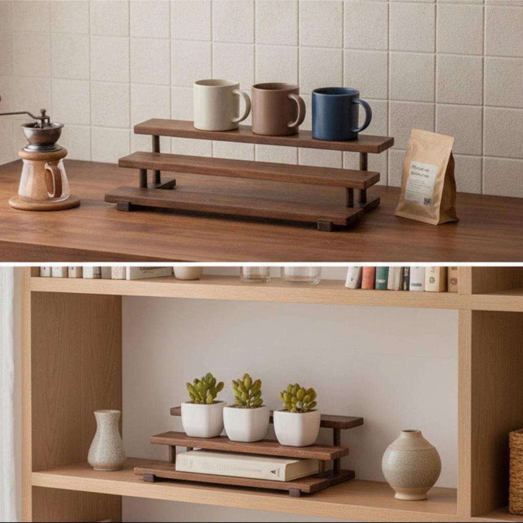 Desktop Storage Rack Versatile Three-Tier Display Shelf Riser