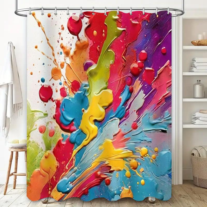Colorful Shower Curtain Bathroom Decor Art Print Polyester Waterproof Home Decoration Size Customizable