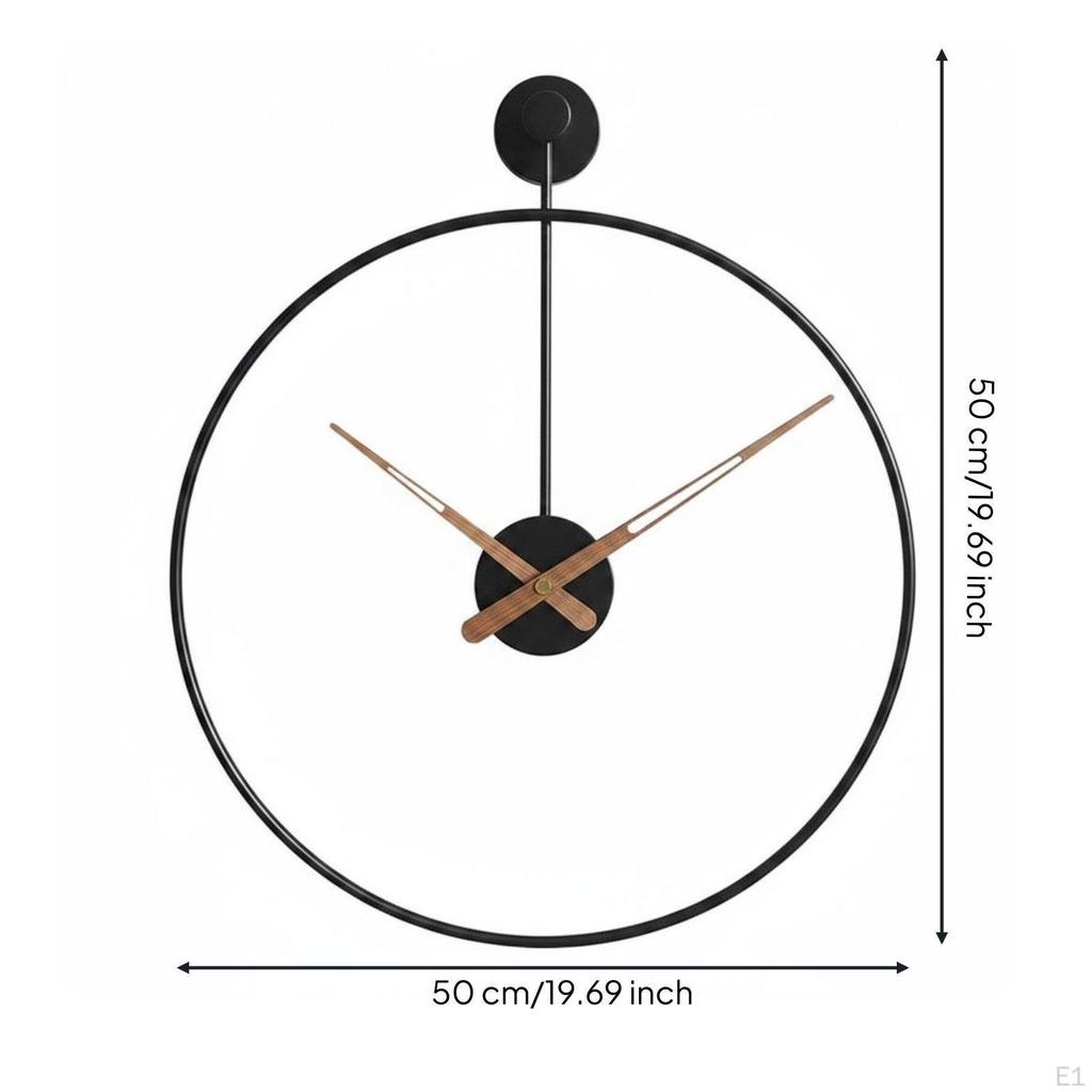 Metal Wall Clock Light Luxury Hoop Nordic for Living Room, Study Black 50CM