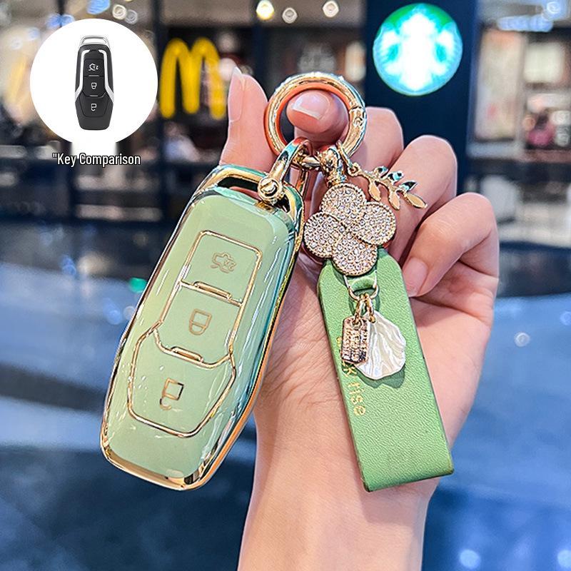 Key Cover for Ford Edge 15-17, Mondeo, Kuga, Focus - Stylish Car Key Shell for Women