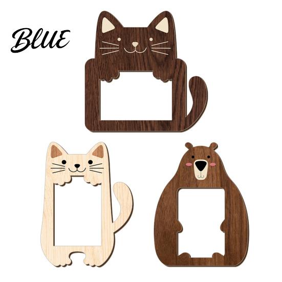 Small Photo Frame for Shelf Cute Animal Frame Rustic Wooden Holder Cat Versatile Display Stand Bear Picture Home Office Desk Minimalist Pine Wood