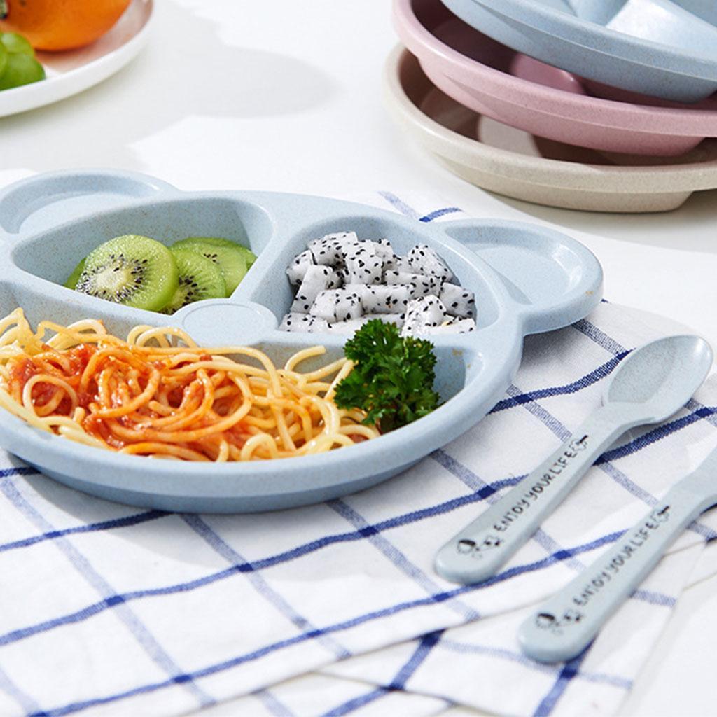 Divided Plates Set 3-Compartment Leakproof for Toddler Kids 