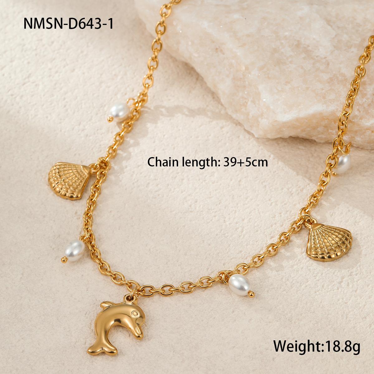 GEMCHIC Women s Stainless Steel Shell Starfish Summer Ocean Necklace Fashion Personality Beach Jewelry