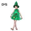 Children Christmas Dress Multi Pendant Decor Scattered Cake Hem Sleeveless Stand Collar A-line Cosplay Stage Show Performance Mini Dress
