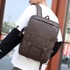 Men's PU Leather Business Travel Backpack: Retro Style, Large Capacity, Perfect for High School and Casual Use.