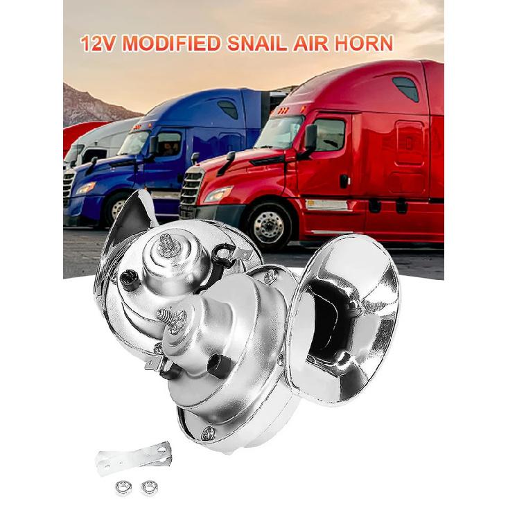 Avvisatore Acustico Pneumatico a Chiocciola 12V 48W Impermeabile Clacson da Treno 300DB Clacson a Chiocciola per Auto Super Forte per Moto Auto Camion SUV Barca