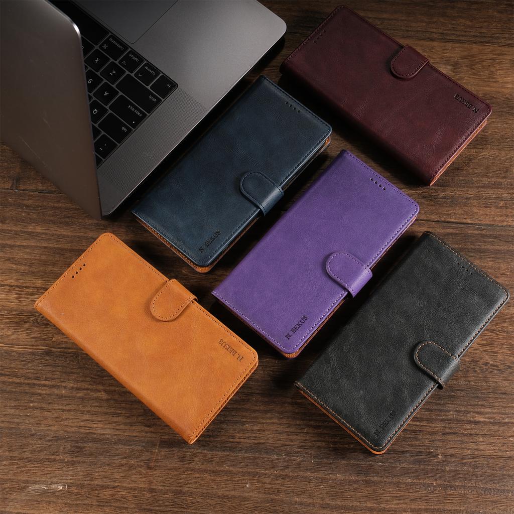 Custodia in Pelle Business per Telefono per Samsung Galaxy S26 S25 S24 S23 Ultra S22 S21 FE S20 S10 Plus Note20 Flip Portafoglio con Slot per Carte Custodia
