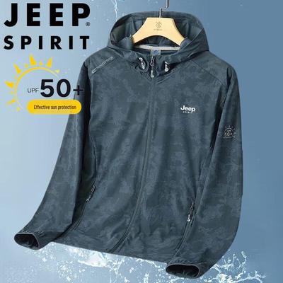 JEEP SPIRIT Men's Ice Silk UV Protection Hooded Fishing Jacket