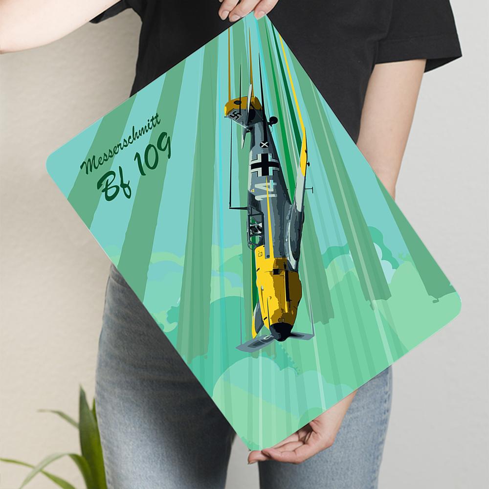 

Винтажный металлический настенный декор Messerschmitt Bf 109 на заказ, декор военного самолета времен Второй мировой войны для дома, офиса 20x30cm（7.8x11.8inch）