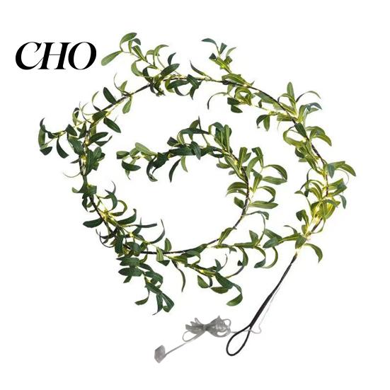 Realistic Artificial Olive Leaves Lighted Garland 6FT Fairy Light Faux Greenery Party Decoration Lights Vine Pre-lit for Spring Christmas Holiday
