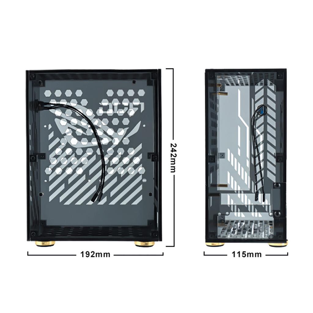 Tragbares kleines Computergehäuse Plexiglasschale Kompaktes PC-Gehäuse Desktop-PC-Gehäuse Mini-ITX-Mainboard FLEX-Netzteil