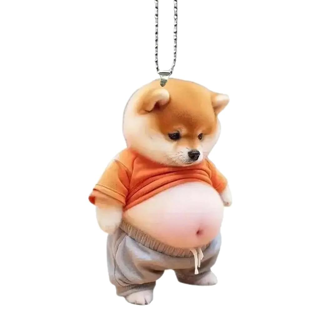 Facial Shiba Inu Keychain, Cute, Scott, 2D Ball Chain, Stomach, Car Rear View Mirror,