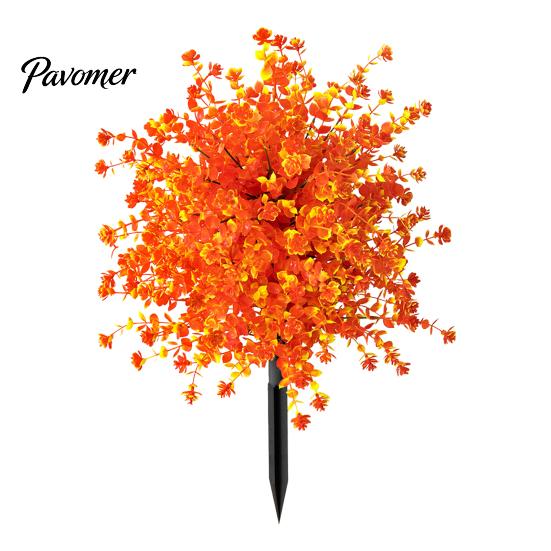 Durable Plastic Fall Foliage Artificial Autumn Flowers Bouquet, Maple Leaf/Morning Glory/Camellia Eucalyptus Ground Stake, Waterproof Harvest