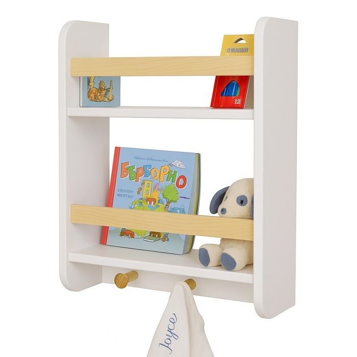 Étagère murale enfant GINGER HOME blanche avec crochets et étagères – rangement livres, jouets et vêtements