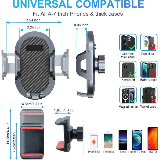 Phone Mount For 2018- Jeep Wrangler JL JLU And     Gladiator JT Dash Multi-Mount Phone Holder W/Storage Tray Accessories, Not For Wrangler 4Xe