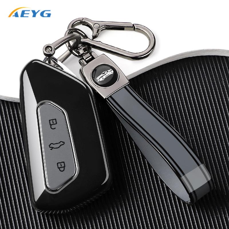 Fashion Soft Tpu Car Key Cover Case Protection Shell Keychain For Vw Golf 8 Mk8 Gti Gtd R Id3 Id4 Smart Keyless Auto Accessories