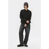 Customellow Black Oversized Lip Color Polo Long Sleeve Sweatshirt Cwtaw25611bkx
