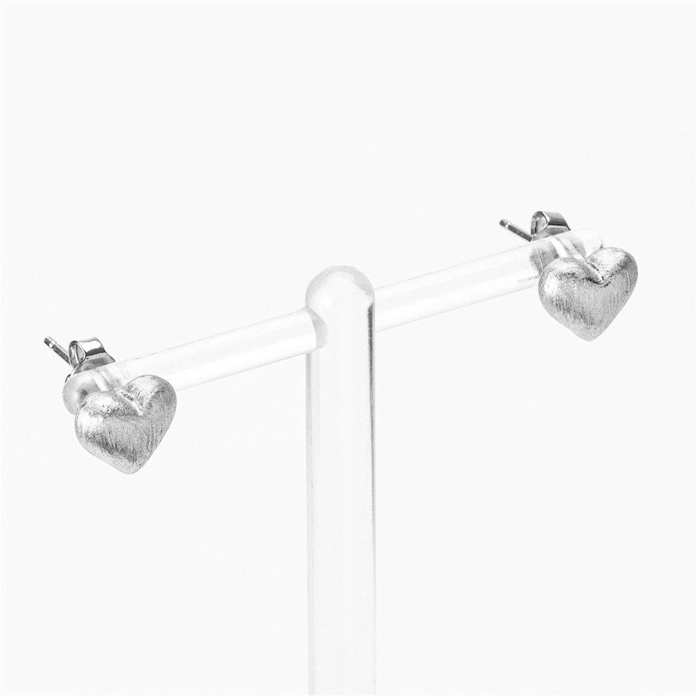 Volume Heart Suji Simple Silver Earrings