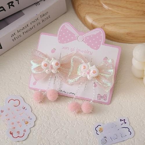 Korean Lace Bow Children's Headgear Little Girl Temperament Lace Hairpin Handmade High-end Headgear Hair Clip
