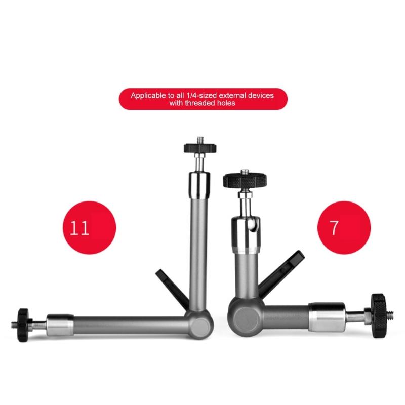High Strength Photography Arm Adjustable 7/11Inch Option Constructed From Aluminum Alloy 10KG Load 1/4 Screw Mount