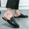 Fashion Men Formal Shoes Fashion Slippers Patent Leather Dress Shoes Luxury Brand Business Office Wedding Mules Footwear Men Shoes