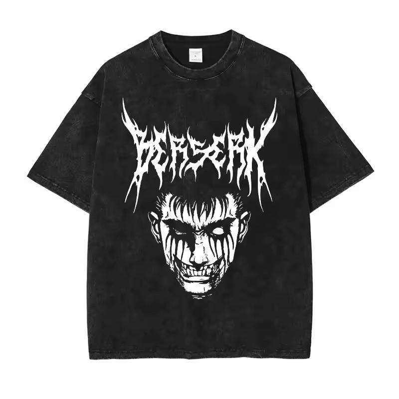 Washed Anime Kenpuu Denki New Arrival Mens Clothes Tee Shirt Homme Graphic T-Shirts Men Tshirt for Men Ropa Hombre