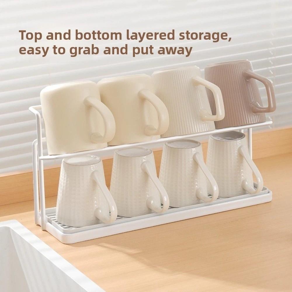 Sink Storage Rack Drain Cup Rack Double-layer Cup Storage Tray 2Layer Cup Storage Rack  Home
