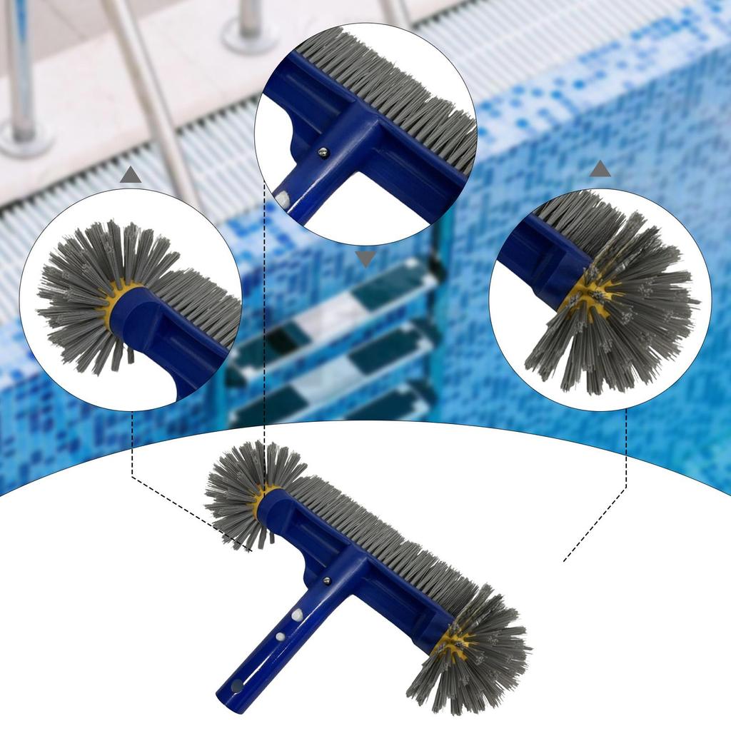 Pool Scrub Brush with Portable Round Tips Easy To Use 13'' Nylon Bristles