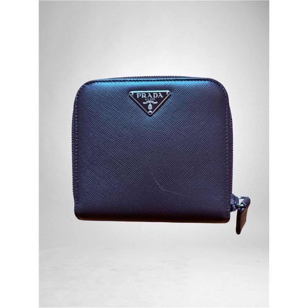 Used PRADA M521A Saffiano Bi-fold Wallet Brown with Box and Card