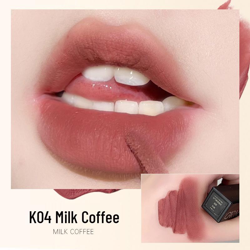CARMELA Lipstick K04 Milk Coffee Matte Lip Glaze - Autumn/Winter Whitening Authentic.