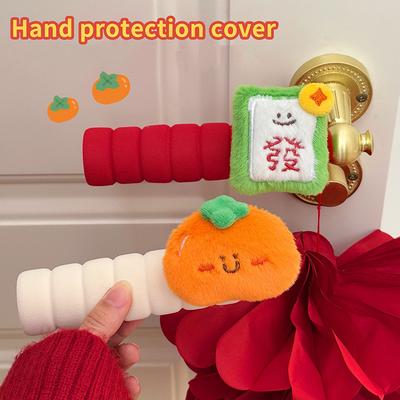 1Pcs Cute Cat Horse Door Handle Covers Decoration Anti-Collision Fuzzy Lion Dog Door Handle Sleeve Soft Fabric Home Decorations