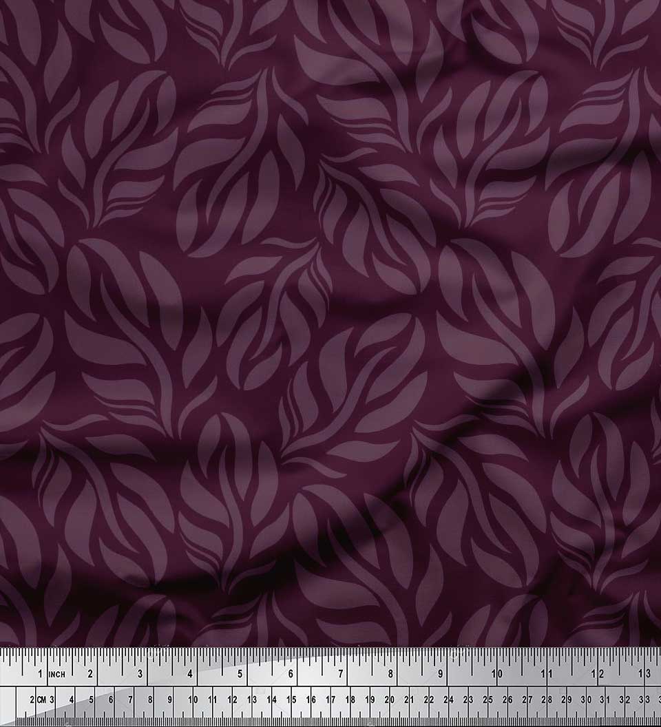 

Soimoi Японія Креп Сатин Тканина Листя Сорочки Принтована Тканина 1 метр 42 дюйма 42 Inch Wide - Poly Crepe винний
