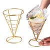 Ice Cream Cone Holders Stainless Steel French Fries Stands Food Cone Display Stand for Individual Waffle Pizza Charcuterie Restaurant Party Supplies