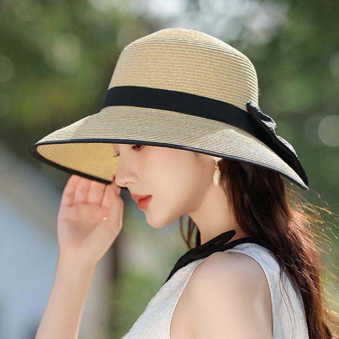 Ny Sommarhatt med Rosett för Kvinnor, Solskydd, Solskyddskräm, Solhatt för Havet, Avslappnad Solhatt