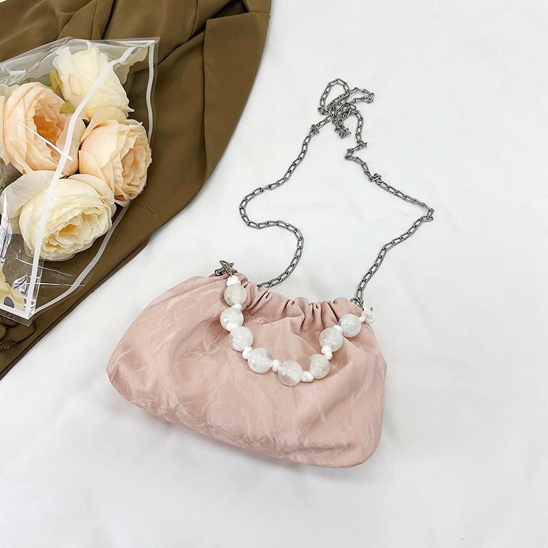 Trendy Women's Beaded Handbag Stylish Chain Crossbody Bucket Bag In Various Colors