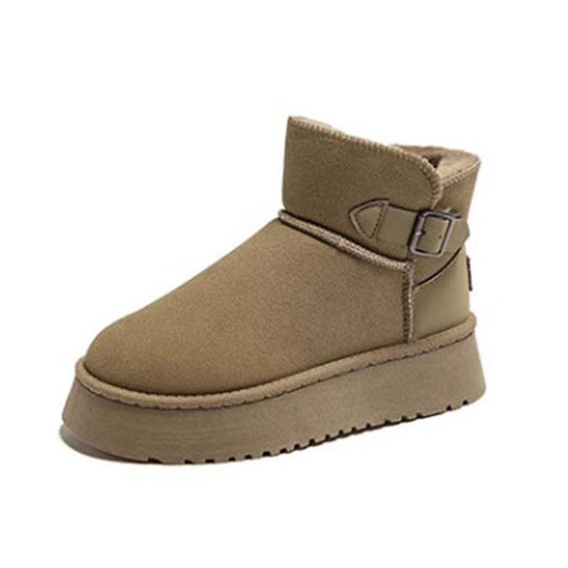 Fur Integrated Short Boots, Piled and Thickened Warm Northeast Cotton Shoes 2025 Winter New Thick-soled Snow Boots Women's