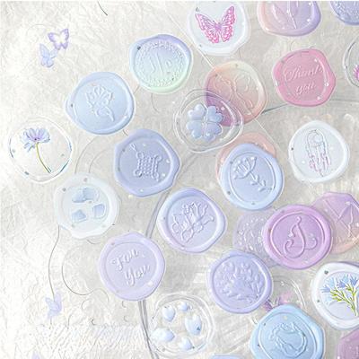 Autocollant de sceau de timbre de cire, 18 pièces, mignon, Vintage, Floral, papillon, Pot blanc, autocollant 3D stéréo, papeterie, décor, Scrapbook, DIY bricolage
