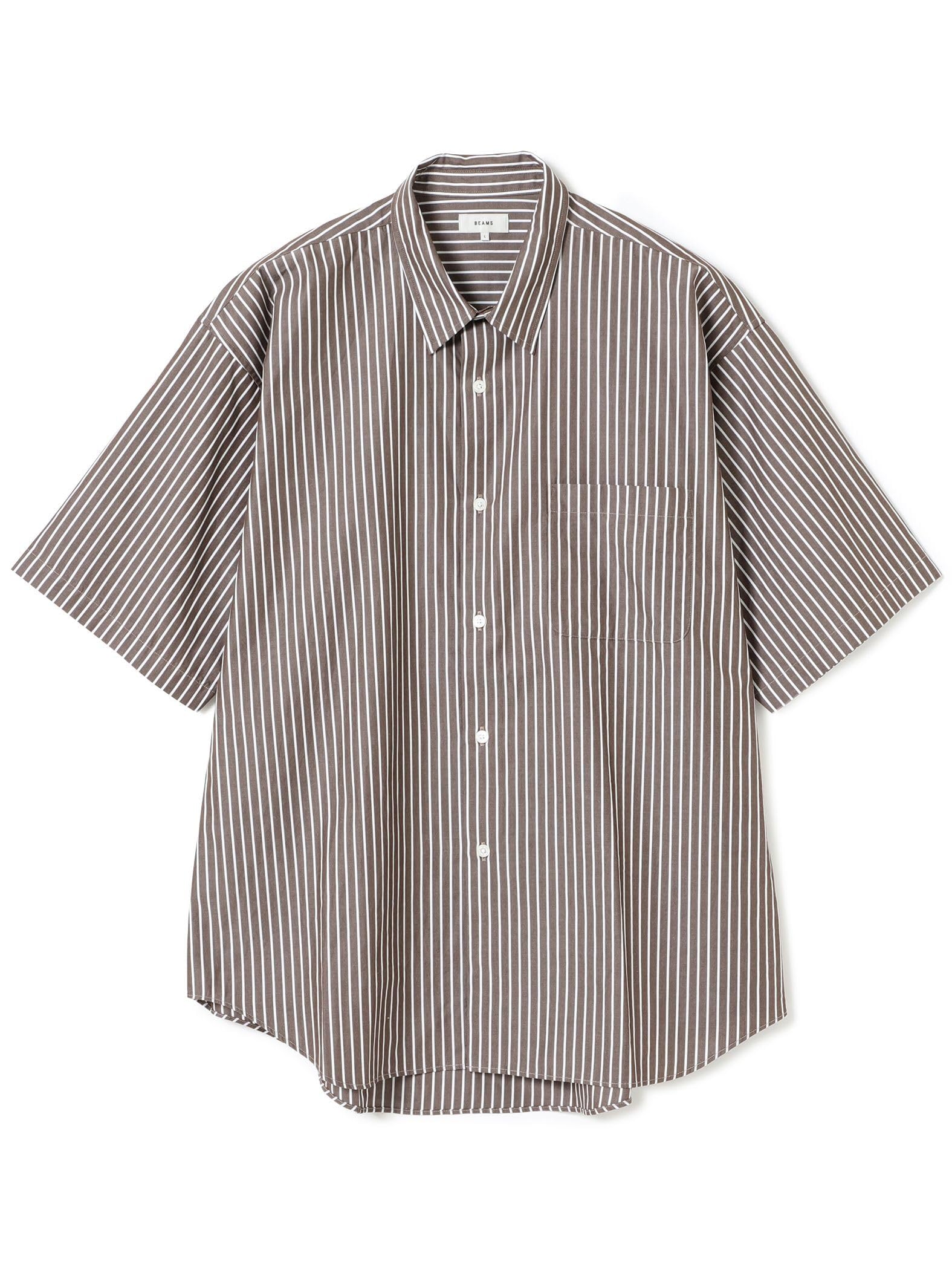

Beams Мужская полосатая рубашка мини с коротким рукавом и обычным воротником, коричневая, размер M