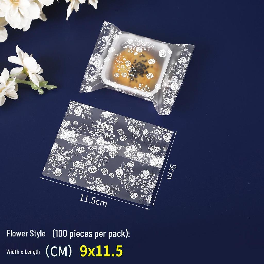 White Rose Frosted Snowflake Mooncake Pastry Heat-Seal Bag