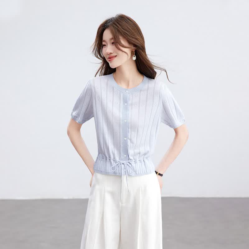 Srcr Silk Blend Knitted Short T-Shirt Cardigan XL