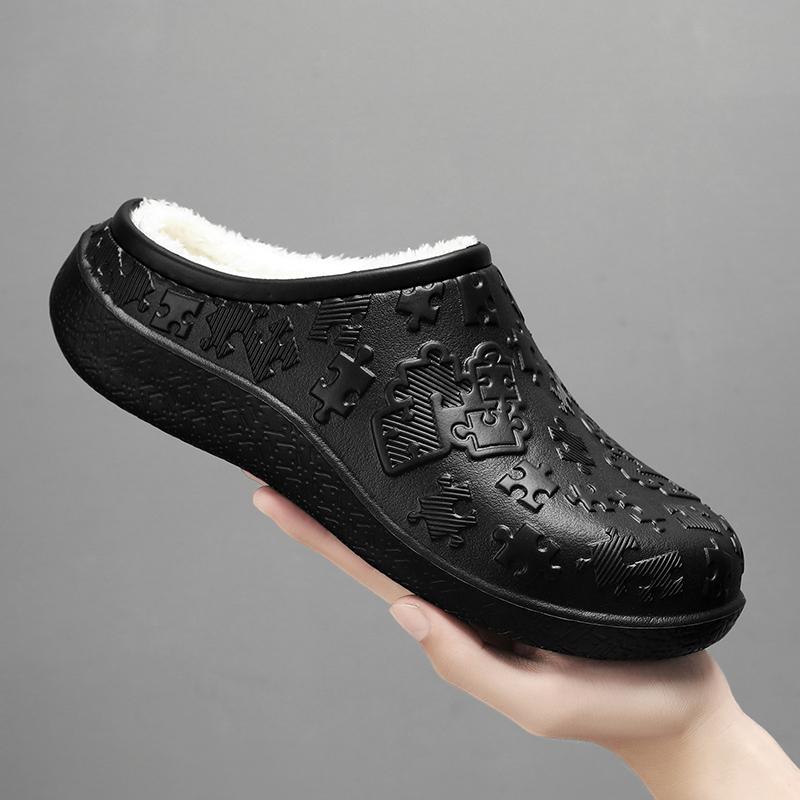 

Дизайнерские оригинальные мужские тапочки для сада, водонепроницаемые поварские тапочки, повседневные удобные тапочки из ЭВА, рабочие тапочки для рыбалки на открытом воздухе 44-45 чёрный