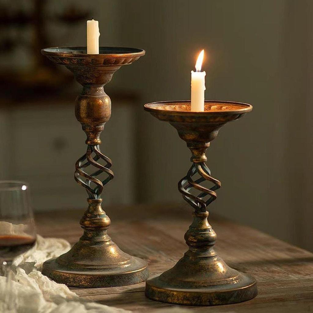 Metal Candle Holder Stand Antique Style Retro Table Centerpiece Candlestick for