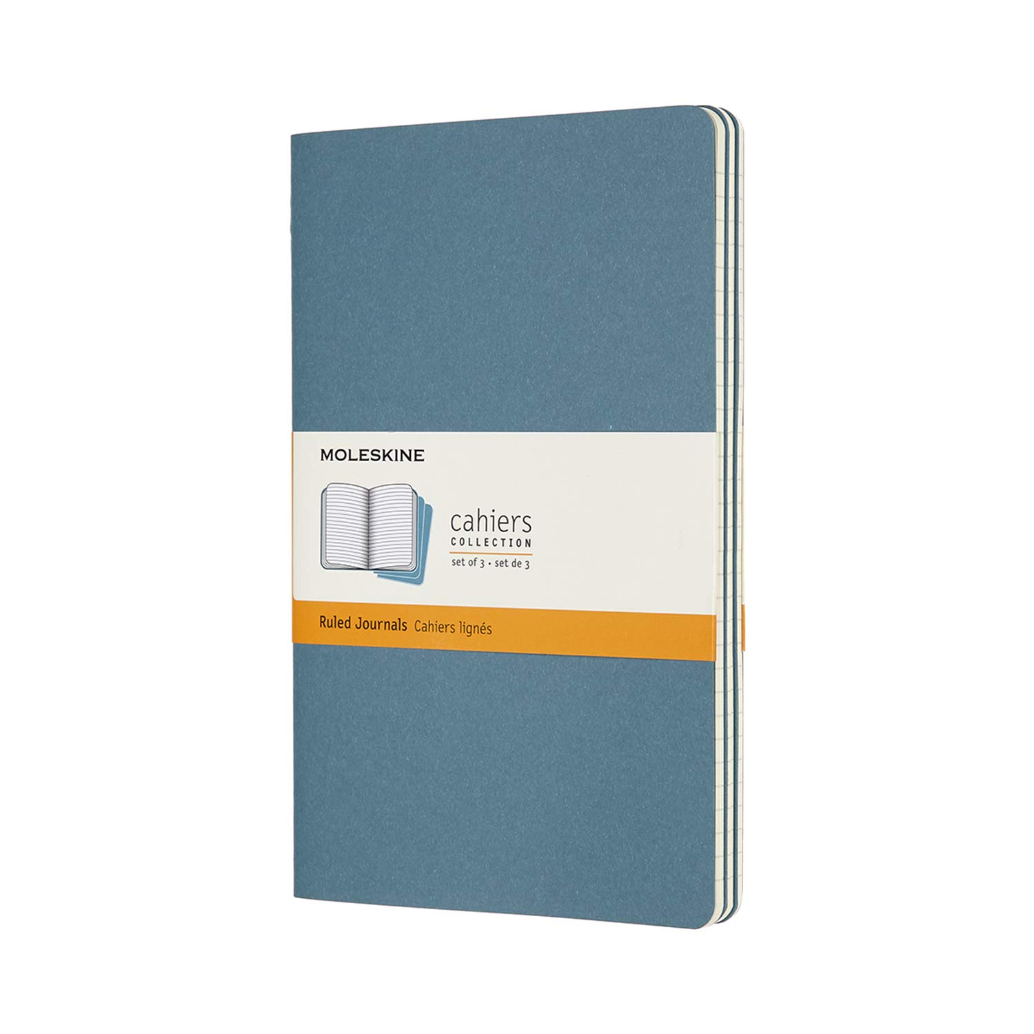 

Moleskine Notebook Cahier Journal Set of Horizontal Large Brisk Blue CH016B44 3, Lines, Size,