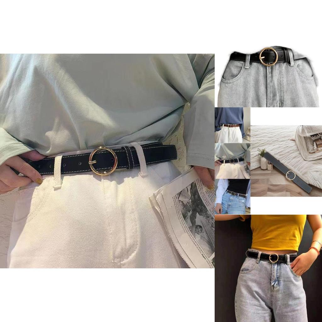 Chic Women's Simple Gold Buckle Waist Belt Elegant Pu Fabric For School And Everyday Wear
