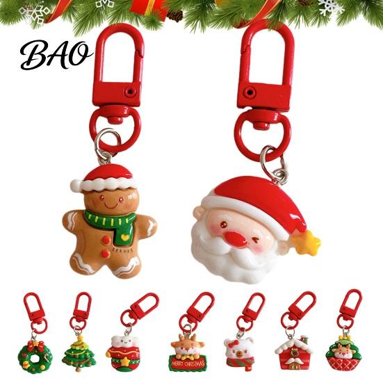 Christmas Keychain Decorations Theme Keychain, Cartoon Santa Claus Elk Bear Tree Decoration Key Rings Pendant, Festive Charm Ornament for Bags