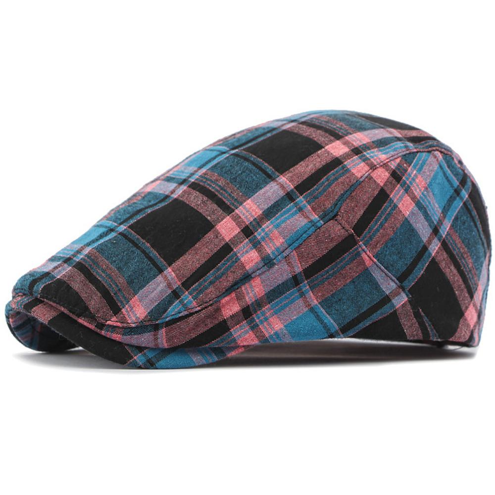 Ht4781 Berets Spring Summer Men Women Cap Vintage Plaid Artist Painter Beret Hat Male Female Ivy Flat Cap Adjustable Beret Caps