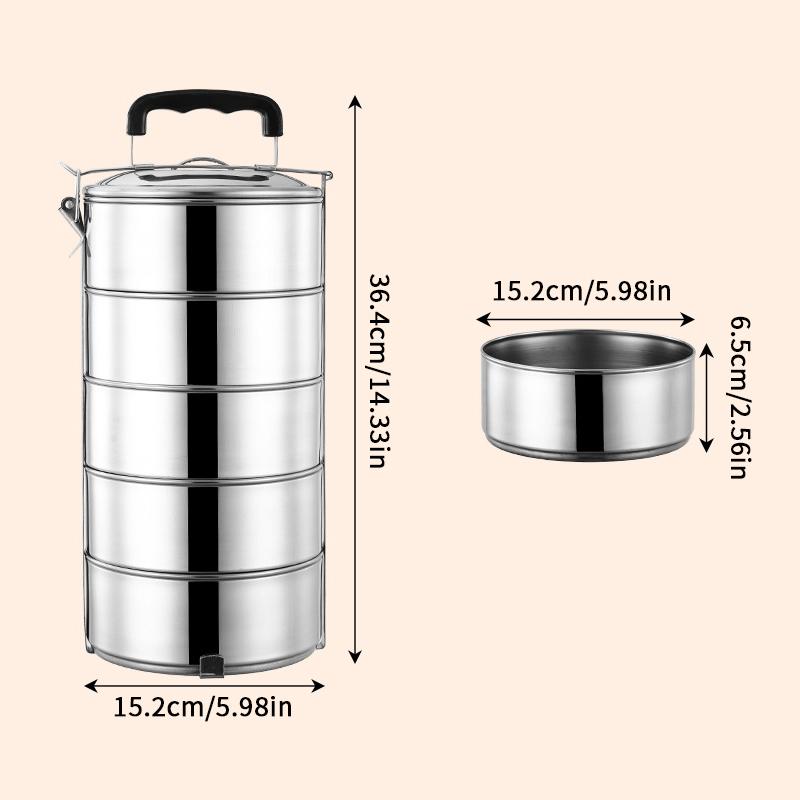 2/3/4/5 Layers Stainless Steel Lunch Box Lunch Container Heatable Portable Lunch Box Outdoor Thickened Large Capacity Pot